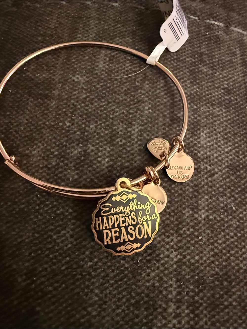 Alex and Ani Rose Gold Inspirational Charm Bangle Everything Happens for a Reaso